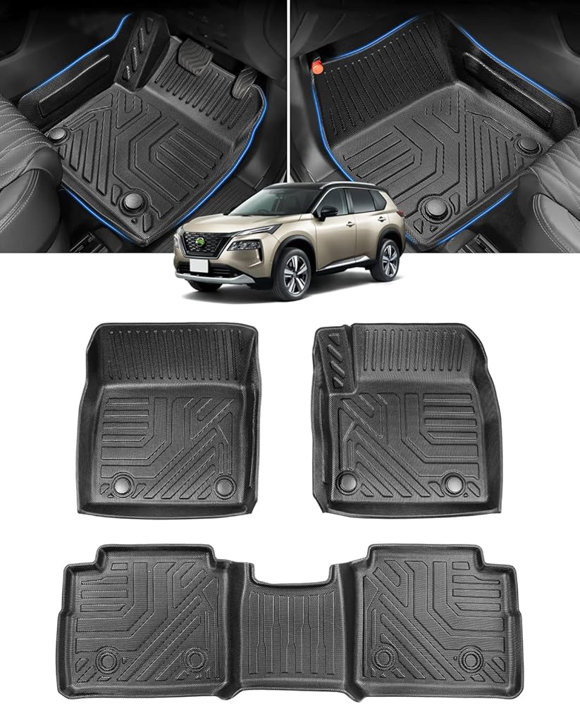 Cartist ニッサン 新型エクストレイル T33系 フロアマット 5人乗用 立体カーマット 3Dフロアマット 立体構造 セカンドマット 防水マット ラグマット X-Trail T33 SNT33 T33型 2022年7月-現行 3Dマット 車種専用設計 TPE素材 滑り防止 耐汚れ